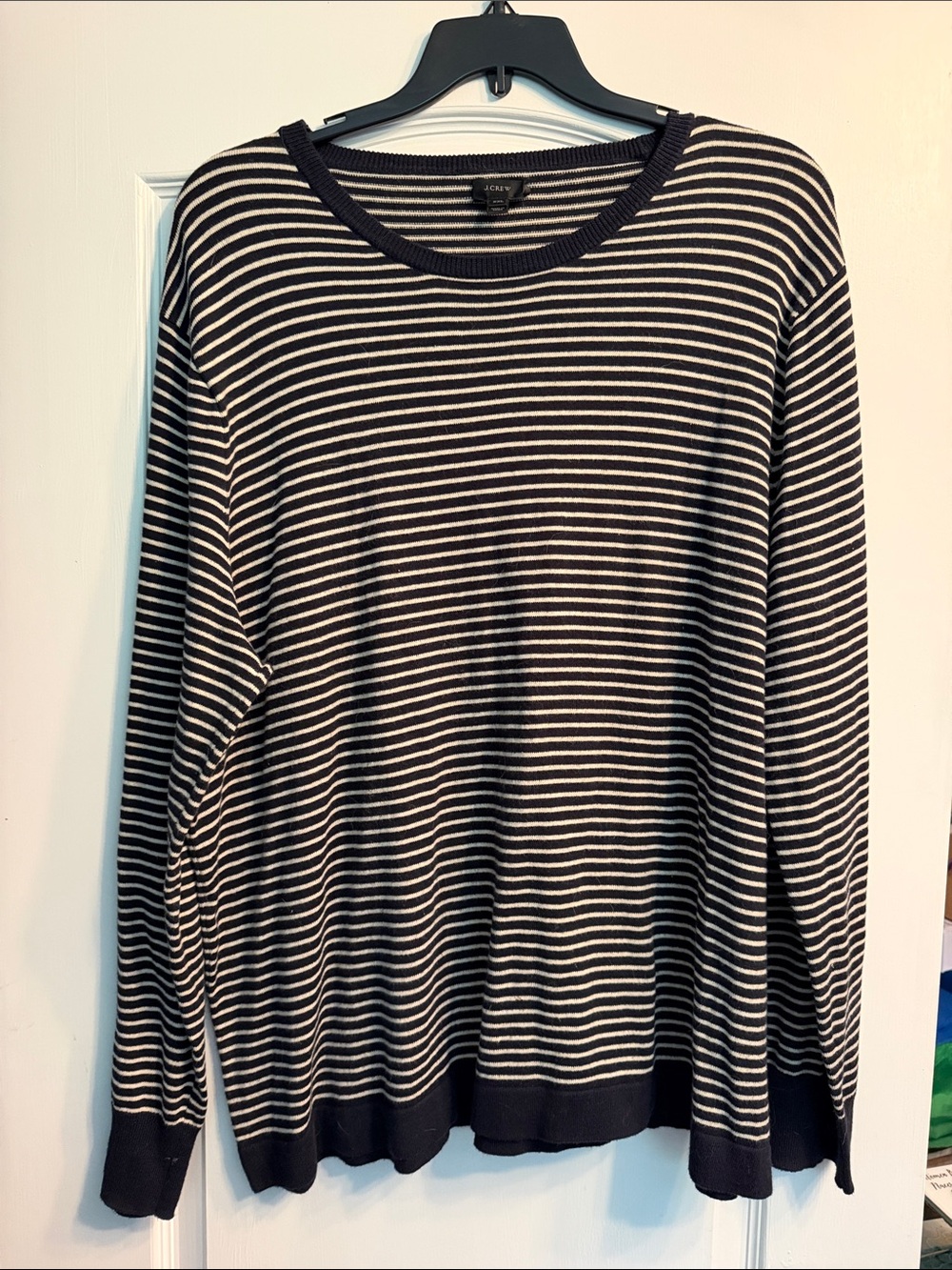 J. Crew Black and White Striped Long Sleeve Crewneck Vintage